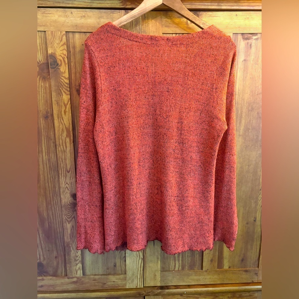 FENINI Designer Burnt Orange Textured Knit Cardigan • Artful Layering•Fits M–XL - Picture 6 of 17